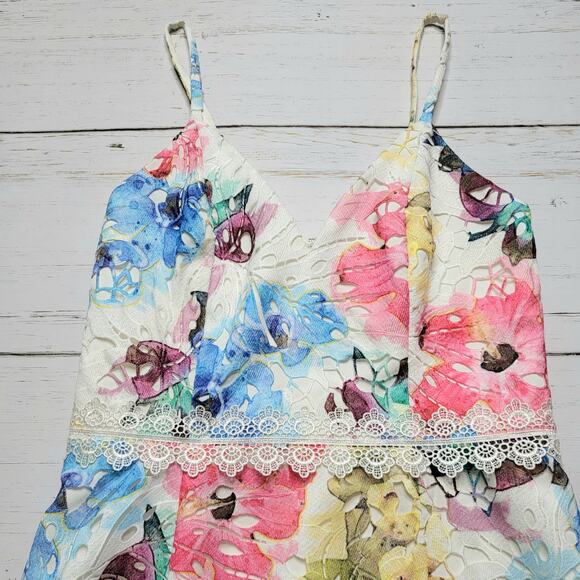 Dress the Population Joelle Sheath Midi Raspberry Multi Floral Cutout Small - Picture 5 of 10